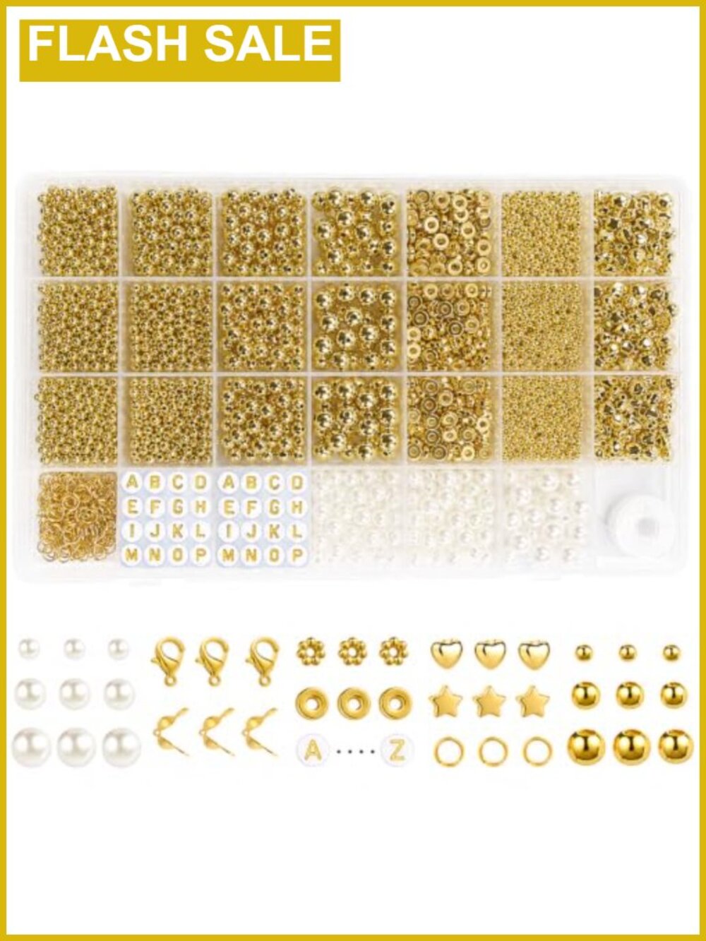 2800pcs Gold Spacer Beads Jewelry Making Kit Pearl Letter Beads DIY Craft